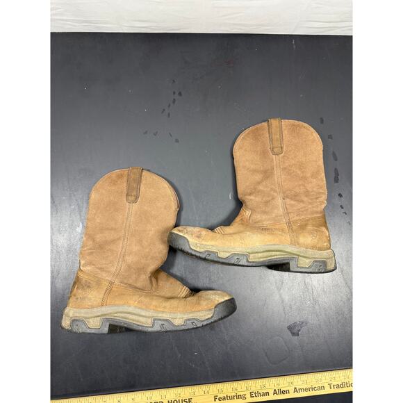 Ariat Workhog Waterproof Pull-On Work Boots Men’s 10EE Brown Leather Composite - Picture 1 of 8